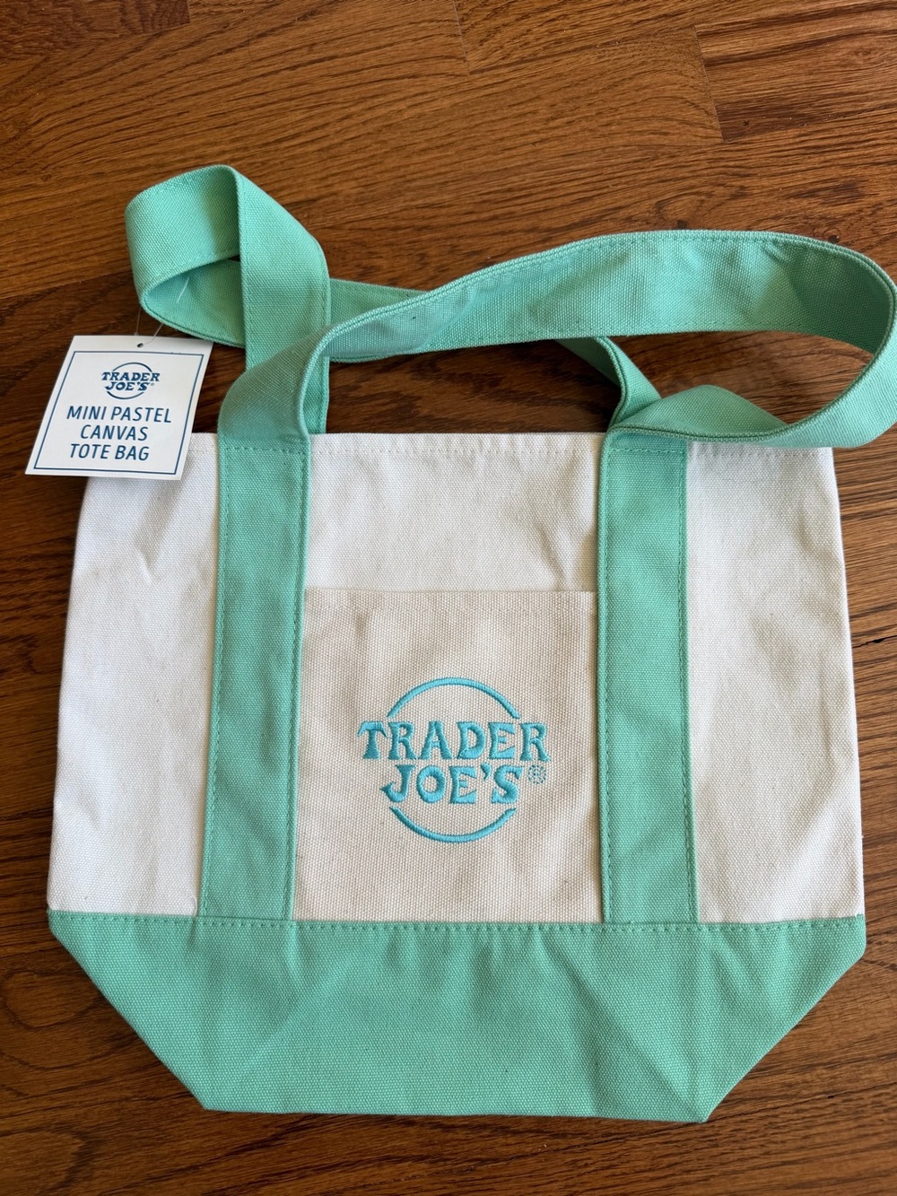 Trader Joe’s Mini Pastel Canvas Tote Bag - Mint/White